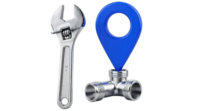 Pipe wrench and location pin representing local plumbers